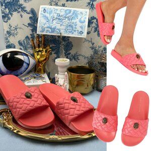 🆕 KURT GEIGER LONDON 🧿 NWOT Meena Eagle Quilted Slide, Salmon - Sz 42 US 11